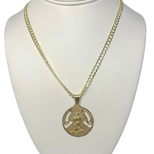 Shine-Cut Gold Chain with Saint Lazarus Pendant (10K)