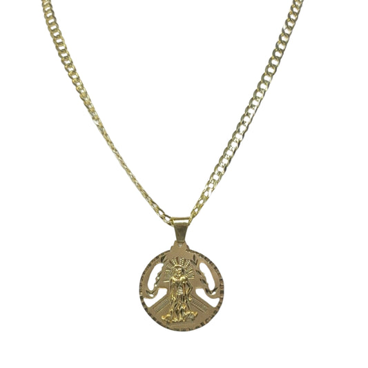 Shine-Cut Gold Chain with Saint Lazarus Pendant (10K)