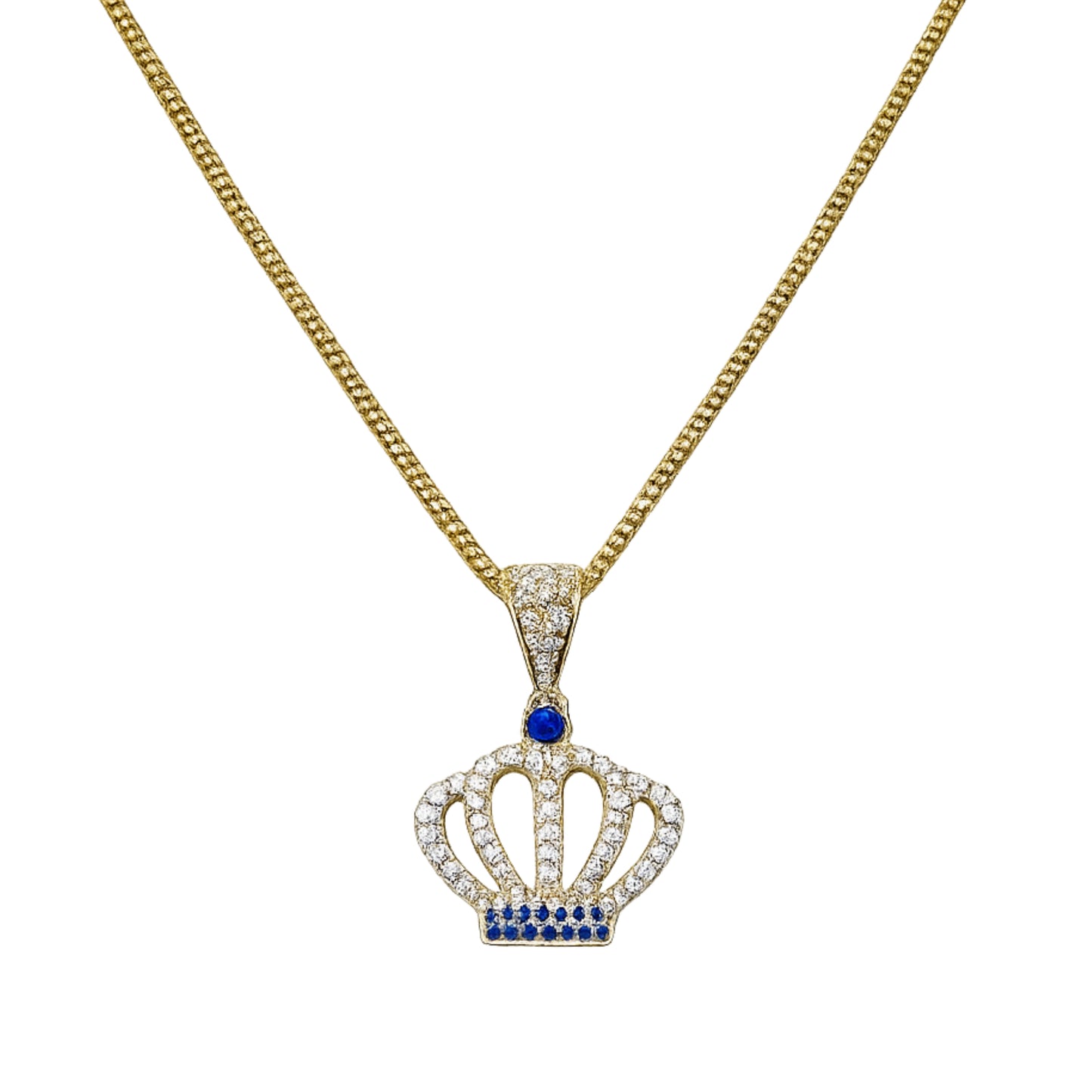 Cuban Link Chain with Crown Zirconia Pendant (10K)