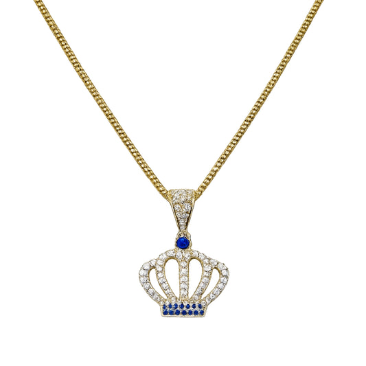 Cuban Link Chain with Crown Zirconia Pendant (10K)