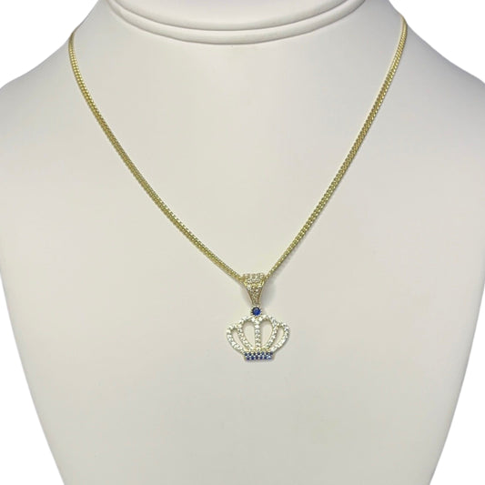 Cuban Link Chain with Crown Zirconia Pendant (10K)