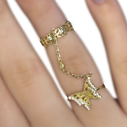Double Butterfly Zirconia Ring
