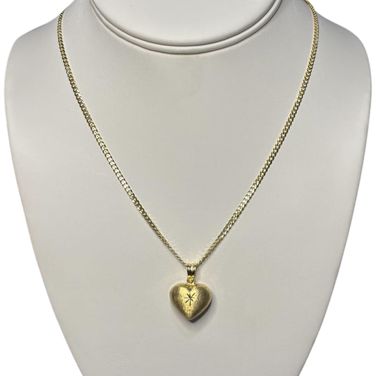 Cuban Link Necklace with Gold Heart Charm