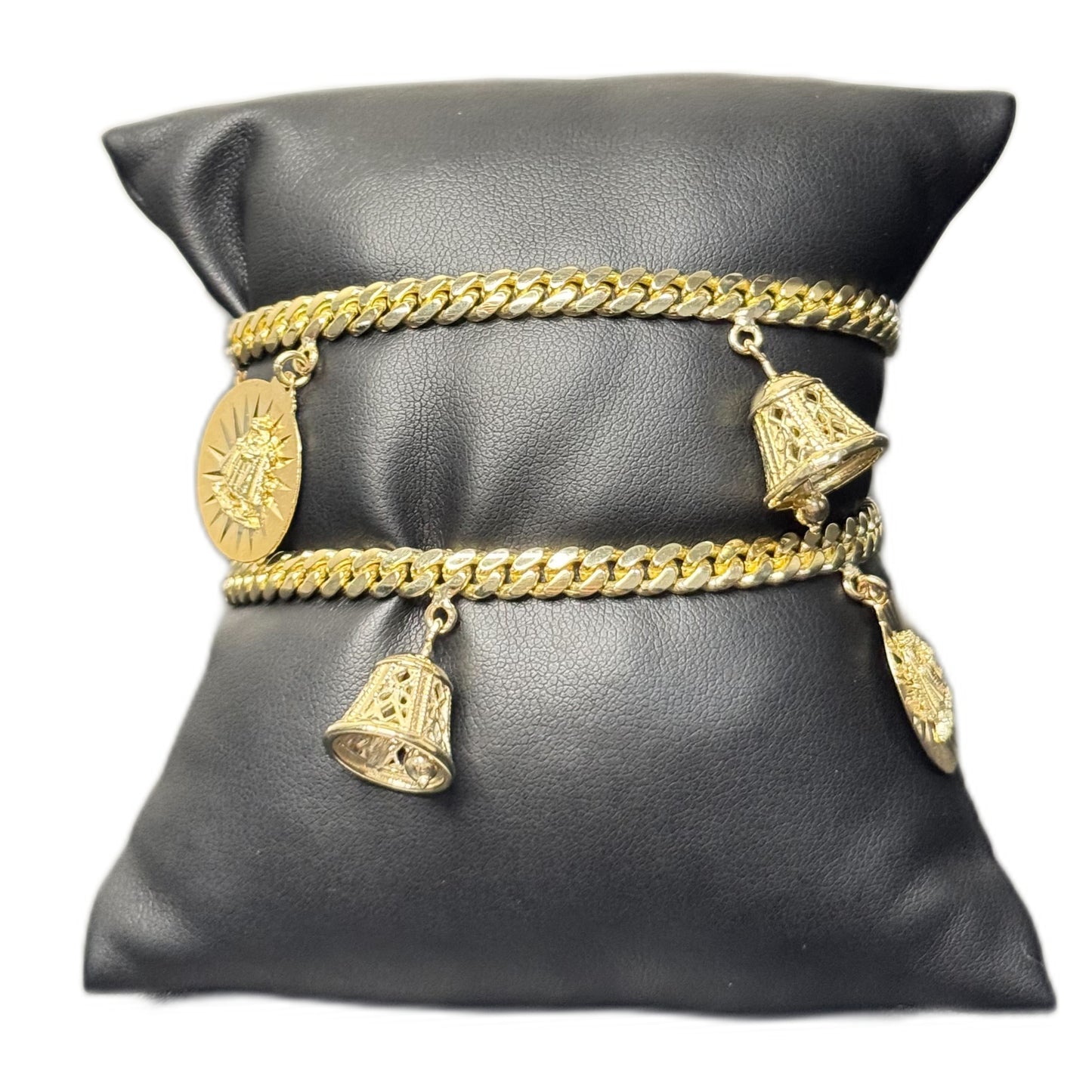 Solid Cuban Link Charm Bracelet