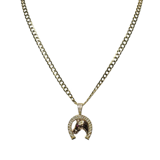 Solid Shine-Cut Chain with Horseshoe Pendant
