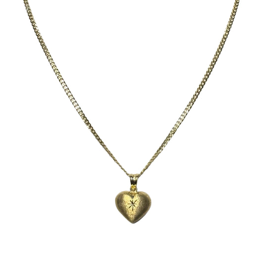 Cuban Link Necklace with Gold Heart Charm